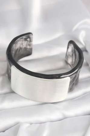 Bez Siyah Mermer Desen Akrilik Plastik Dikdörtgen Plaka Model Vintage Kadın Bilezik Najmaddin