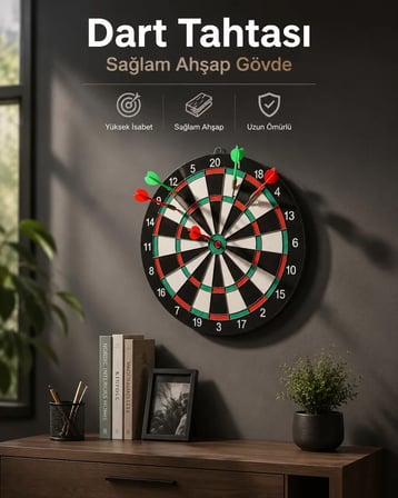Hepsi Duvara Monte Sağlam Ahşap Gövdeli Dart Tahtası Ev ve Oyun Alanları İçin 17 İnç Najmaddin