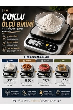 Karg Dijital Mutfak Ve Kahve Tartısı Hassas Gram Terazisi Paslanmaz Çelik Lcd Ekran Çoklu Ölçüm G/oz 10 Kg Kapasite Najmaddin
