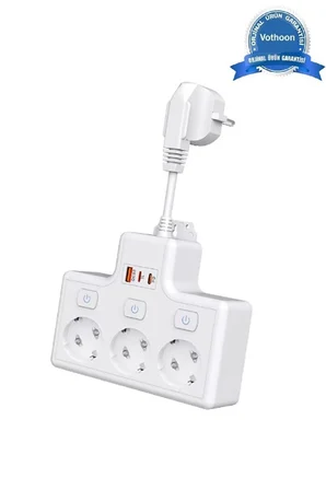 Karg Termal Akım Korumalı 3’lü Duvar Tipi Priz 1x Usb 2x Type-c Çıkışlı Grup Priz Çoğaltıcı (3500w) Najmaddin
