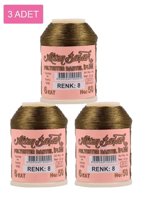 Tedar 3 Adet Altınbaşak Oya ve Dantel İpi 20 gr - Royaleks - No: 008 Najmaddin