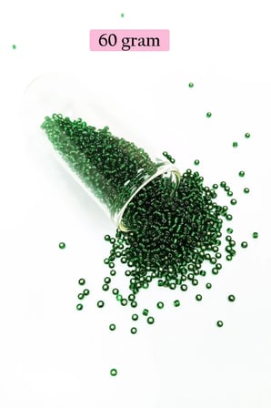 Tedar Dökme Cam Kum Boncuk (11/0) 2 mm - 60 Gram -  Şefaf Koyu Yeşil - BNC037 Najmaddin