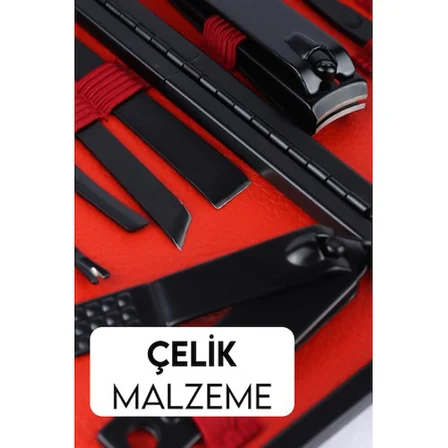 Emin Deri Çantalı 17 Parça Manikür Çelik Set Najmaddin