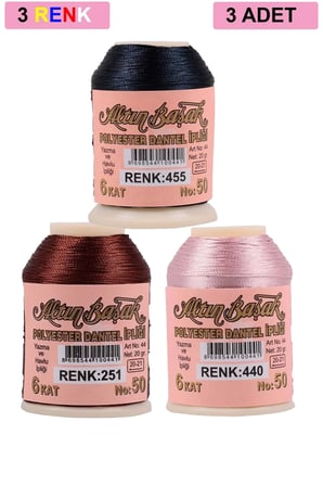 Tedar 3 Adet Altınbaşak Oya ve Dantel İpi 20 gr - Royaleks - No: 251 - 440 - 455 Najmaddin