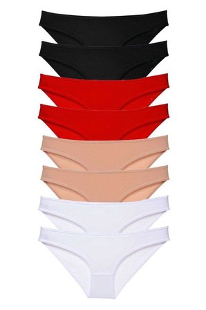Beru 8 Adet Süper Eko Set Likralı Kadın Slip Külot Siyah Kırmızı Ten Beyaz Najmaddin