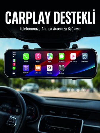 Mey Mey İthalat Ayna Carplay Araç İçi 9.66 İnç IPS Ekran Geri Görüş Kamerası Destekli Najmaddin