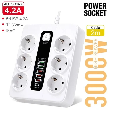 Karg Vothoon Hp-h04 3000w 10amper 6’lı 2metre Uzatma Kablolu Çoklu Termal Akım Priz Najmaddin