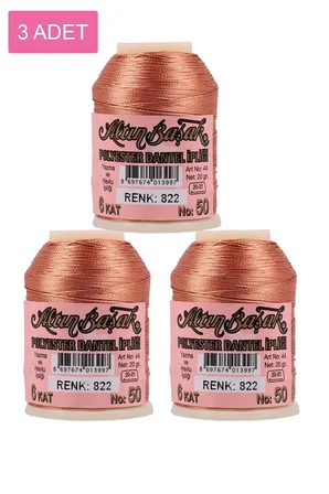 Tedar 3 Adet Altınbaşak Oya ve Dantel İpi 20 gr - Royaleks - No: 822 Najmaddin