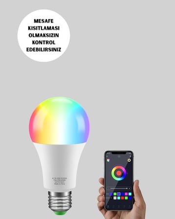 Mey Mey İthalat Kumanda Destekli Çok Renkli Akıllı LED Ampul Yeni Nesil Najmaddin