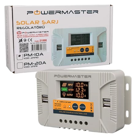 Sh Powermaster Pm-10a 12v-24v 10a 4 Usb'li Dijital Otomatik Solar Şarj Regülatörü Najmaddin