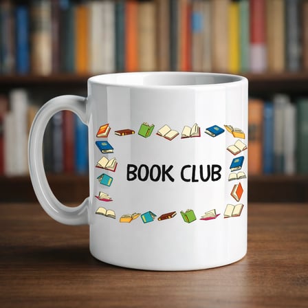 Bez Book Club Yazılı Kupa Model 244 Kitap Temalı Renkli Baskılı Seramik Kahve Kupası Najmaddin