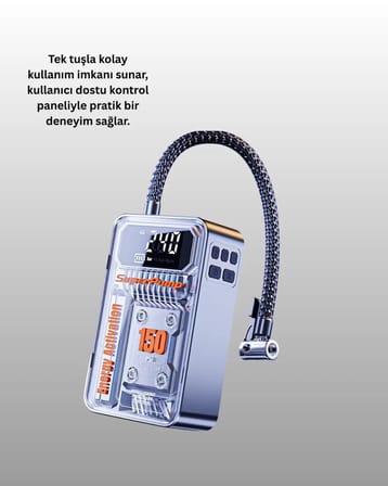Hepsi 6000mAh Bataryalı LED Ekranlı Akıllı Hava Kompresörü Najmaddin