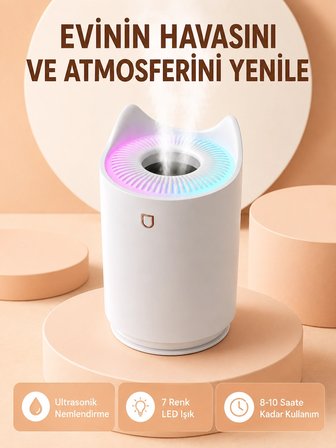 Mey Mey İthalat Hava Nemlendirici Buhar Makinesi Aromaterapi LED Işıklı Oda Nemlendirici Najmaddin