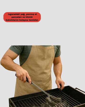 Mey Mey İthalat Uzun Saplı Izgara Temizleme Fırçası Çelik Telli Yeni Nesil Najmaddin