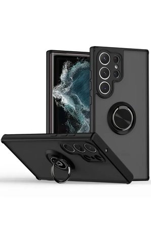 Mark Newface Samsung Galaxy S25 Ultra Kılıf Montreal Yüzüklü Silikon Kapak - Siyah Najmaddin
