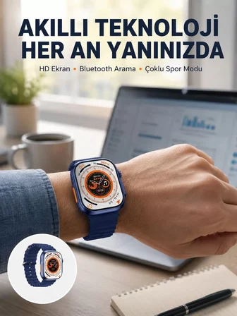 Hepsi Ultra Akıllı Saat 420x480 IPS Ekran Kalp Atış Yeni Nesil Najmaddin