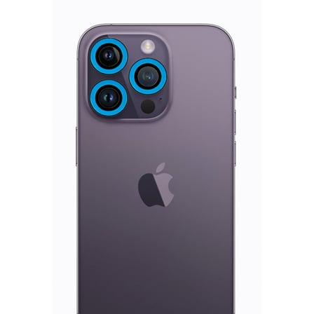 Bez iPhone 13 Pro Max Neon Fosforlu Kamera Lens - Mavi Najmaddin