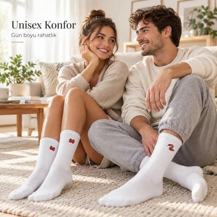 Beru Unisex Çorap Beyaz Hayvan Nakışlı 6'lı Set Yengeç Yılan Kedi Desenli Uzun Soket Günlük Spor Çorabı Najmaddin