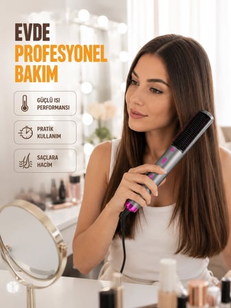 Mey Mey İthalat Ergonomik Tasarımlı Hafif ve Taşınabilir Sıcak Hava Fırçası Najmaddin