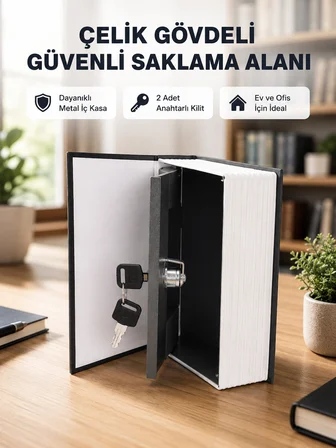 Mey Mey İthalat Anahtarlı Gizli Kitap Kasa – Metal İç Yapı, Kamuflajlı Sözlük Tasarım Najmaddin