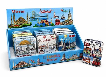 Karg Taşlı İstanbul Temalı Kalın El Aynası Alk5822 Najmaddin