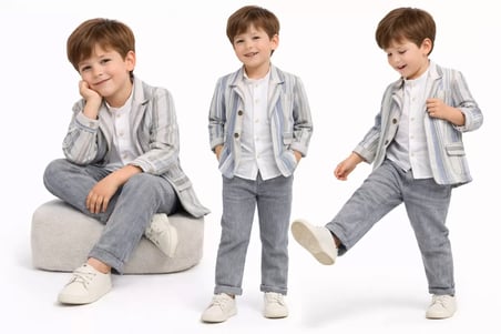 Baby 1-5 Yaş Müslin Gömlekli Keten 3 Parça Çocuk Takımı Najmaddin