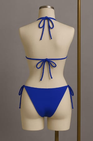Beru Kadın Mavi Yandan Ve Boyundan Bağlamalı Bikini Mayo Takımı Najmaddin