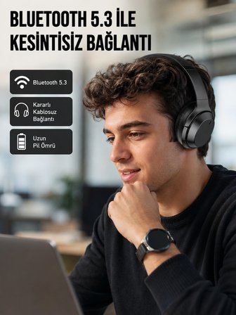 Karg Siyah Kablosuz Bluetooth Kulaklık 300 Mah Hızlı Şarj Katlanabilir Pedli Yeni Nesil Najmaddin