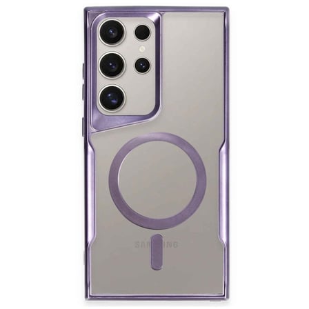 Bez Galaxy S23 Ultra Kılıf Boyi Magsafe Silikon Kapak - Derin Mor Najmaddin