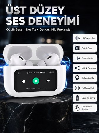 Mey Mey İthalat Dokunmatik Ekranlı Bluetooth Kulaklık TWS İOS Android Tüm Telefonlara Uyumlu Kulaklık Yeni Nesil Najmaddin