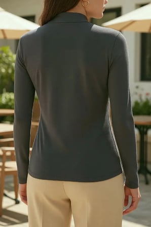 Beru Kadın Antrasit Gri Parmak Geçmeli Uzun Kollu Body Esnek Fit Bluz Najmaddin