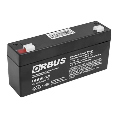 Sh Orbus 6 Volt 3.2 Amper Akü Orb6-3.2 (125x33x60 Mm) Najmaddin
