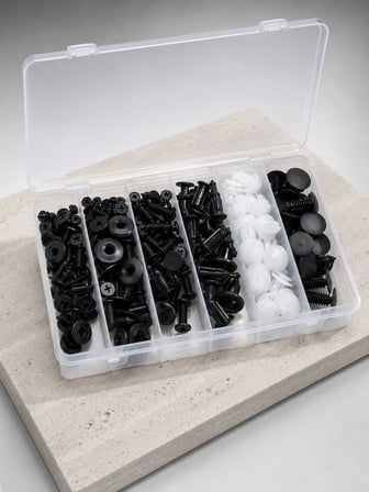 Karg Universal Araç Döşeme Klipsi Ve Tampon Sabitleme Pimi Seti 100 Parça Organizer Kutulu Najmaddin