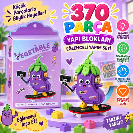 Ticaret LZ-8857 KAYKAY SÜREN PATLICAN 370 PARÇA BLOCK OYUNCAK Najmaddin