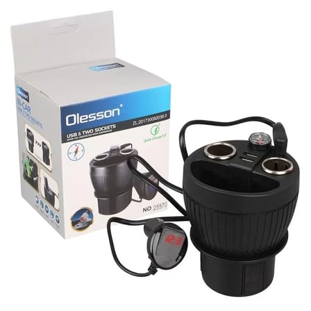 Sh Olesson 1640 12-24v Çiftli Çift Usbli 120w 80cm Kablolu Dijital Ekranlı Araç Çakmak Çoklayıcı Najmaddin