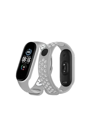 Sh Newface Xiaomi Mi Band 6 Spor Delikli Kordon - Gri-kırmızı Najmaddin