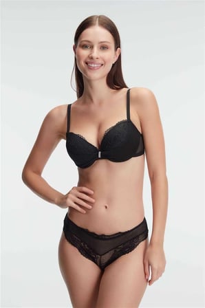 Beru Balenli Destekli Dolgulu Taşlı Dantelli Sütyen Ve Slip Takım Najmaddin