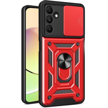 Bez Galaxy M15 Kılıf Pars Lens Yüzüklü Silikon - Kırmızı Najmaddin