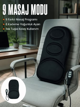 Mey Mey İthalat Motorlu Isıtmalı Masaj Minderi Masaj Modlu Ev, Ofis ve Araç Koltuk Pedi Najmaddin
