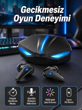 Karg Bluetooth Kulaklık  Kulaklığı Rgb Işıklı Oyunlarda Düşük Gecikme Najmaddin