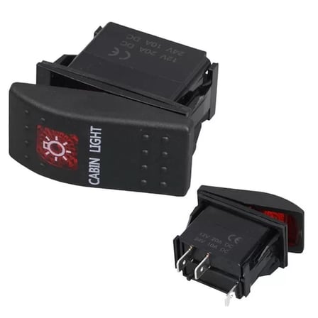 Sh Powermaster Kabin Sembollü Işıklı 3 Pinli On-off 12-24v Marin Switch Najmaddin