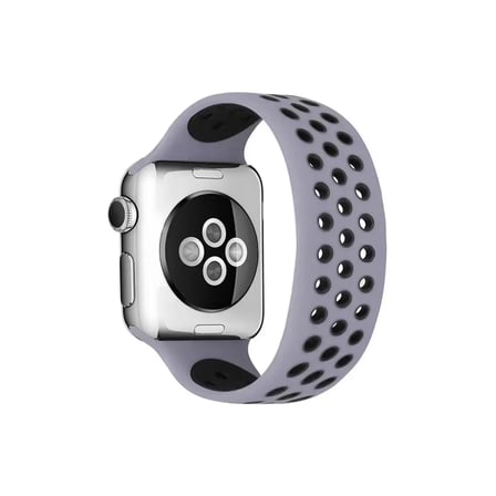 Mark Newface Apple Watch 42mm Ayarlı Delikli Silikon Kordon - Gri-Siyah Najmaddin