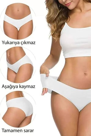 Beru 5 Adet Kadın Dikişsiz Lazer Kesim Esnek İz Yapmayan Külot Beyaz Najmaddin