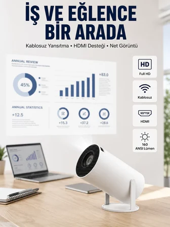 Mey Mey İthalat HDMI ve USB Girişli Uzun Ömürlü Ampullü Projeksiyon Najmaddin