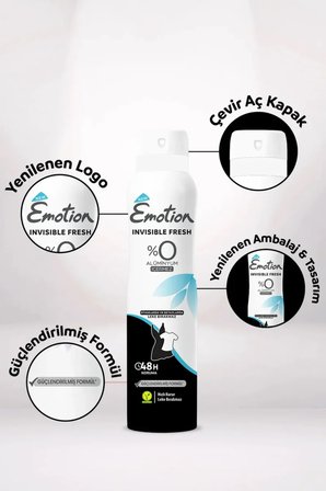 Tedar 2 Adet Emotion Invisible Fresh Black & White Kadın Deodorant 150ml Vegan, Leke Bırakmaz Najmaddin