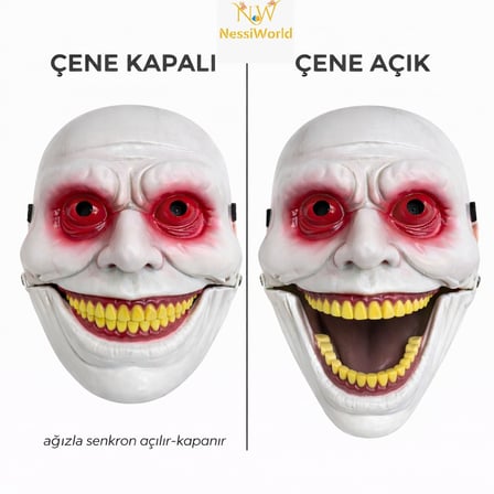 Ticaret Hareketli Çene Mekanizmalı Korku Maskesi Kırmızı Najmaddin