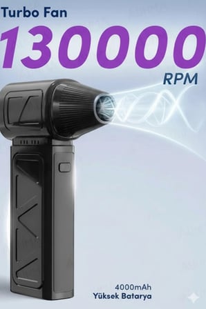 Karg Mini Turbo Fan 130.000 Rpm Şarjlı 8000 Mah Batarya 4 Vitesli Taşınabilir Elektrikli Hava Üfleyici Kompresörü Najmaddin
