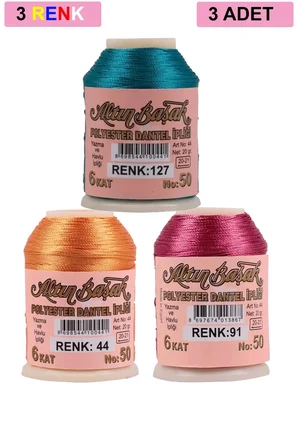 Tedar 3 Adet Altınbaşak Oya ve Dantel İpi 20 gr - Royaleks - No: 044 - 091 - 127 Najmaddin