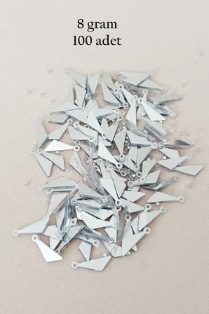 Tedar Oya Abiye Bileklik Kolye Pleksi Metalik Plastik Pul Gümüş Renk 8 gram 100 adet - BNC533 Najmaddin