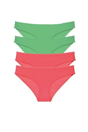 Tedar 4 adet Eko Set Likralı Kadın Slip Külot Yeşil Fuşya Najmaddin